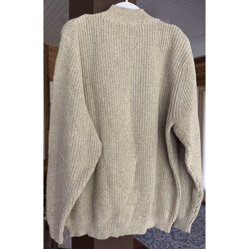 VTG Eddie Bauer Sweater Mens 2XL Oatmeal Henley Cotton Fisherman 90's Y2K Chunky - Picture 4 of 11